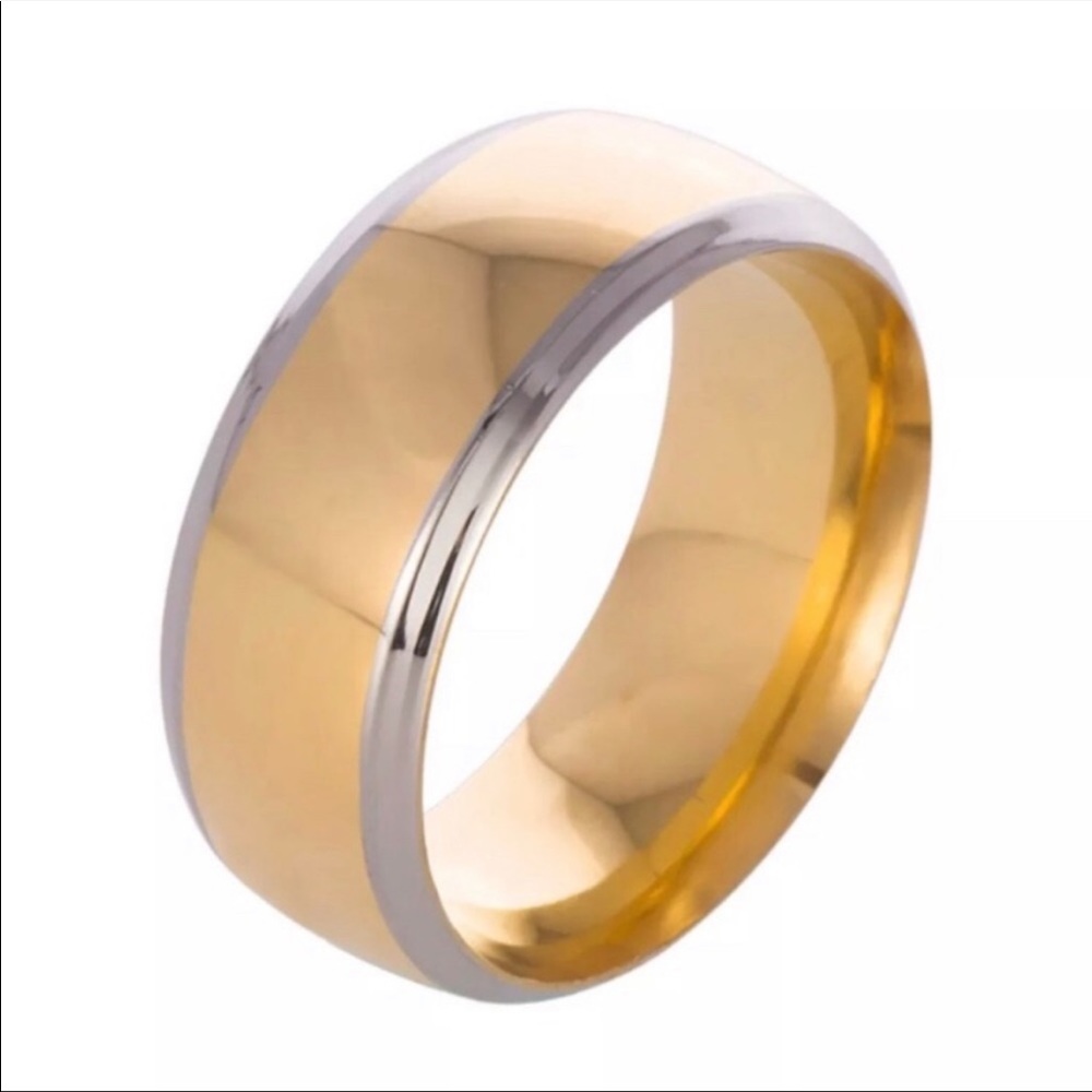 Size 6 Hypoallergenic Stainless Steel Gold & Silver Ring NEW